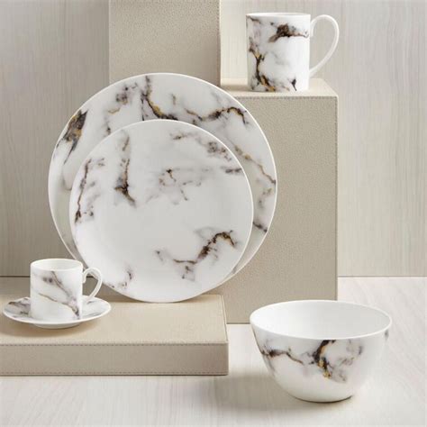 Grey And Gold Marble Dinner Plate Set Of 4 In 2019 Kitchen Plates Set