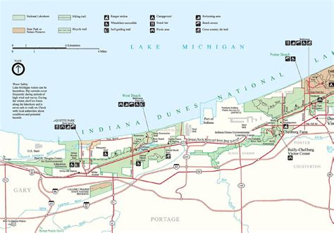 Detailed Map Of The West Portion Of Indiana Dunes National Lakeshore In