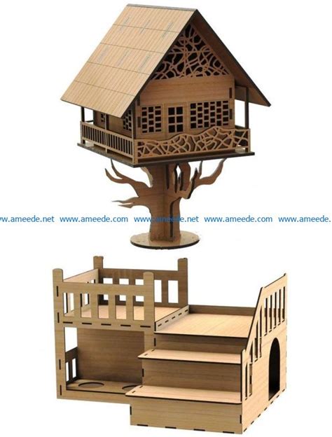 Tree House File Cdr And Dxf Free Vector Download For Laser Cut Free Download Vector Files