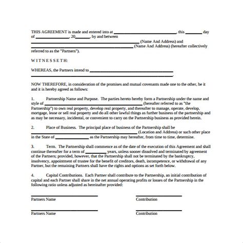 Free 11 Sample General Partnership Agreement Templates In Pdf Ms Word