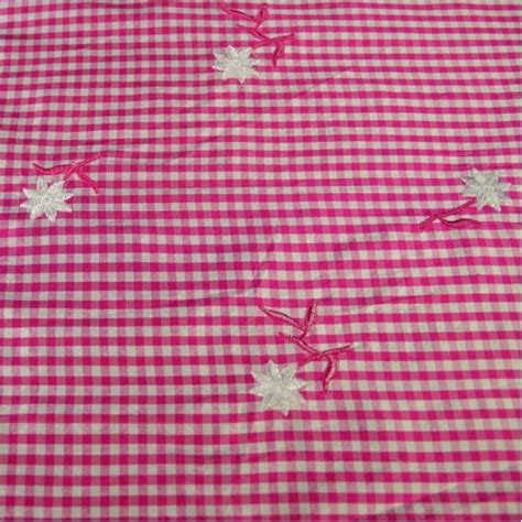 Gingham With Flowers Silk Shantung Embroidery Butterfly Fabrics Nyc