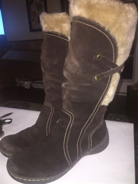 Bare Traps Women S Tall Brown Suede Faux Fur Lined Boots Size 10m Ebay