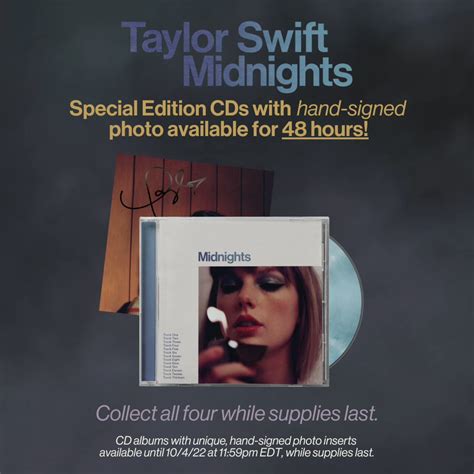 Taylor Swift Midnights Mahogany Edition Cd With Hand Signed Photo