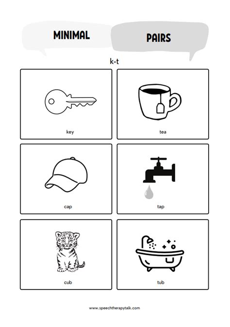 Minimal Pairs Materials For Speech Therapy Speech Therapy Talk