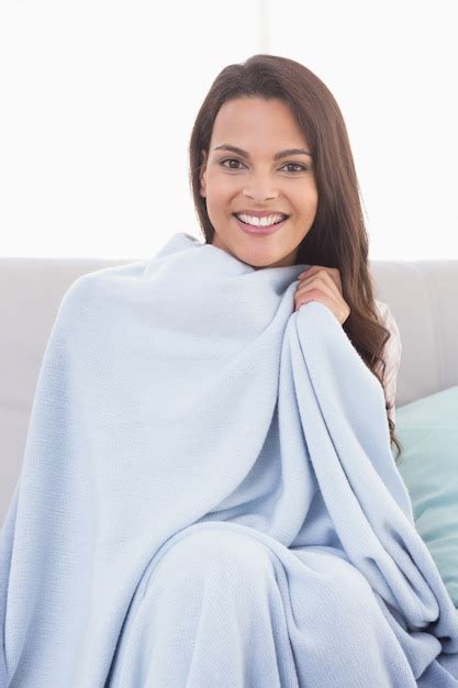 premium photo beautiful woman wrapped with blanket