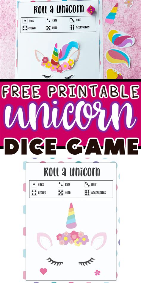 Roll A Unicorn Game Free Printable Play Party Plan