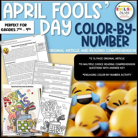 April Fools Day Color By Code Reading Comprehension Activity English