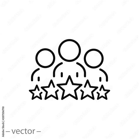 Business Client Icon People Group With 5 Stars Line Sign Vector