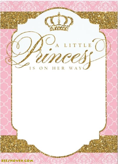 Free Printable Glittering Queen Princess Baby Shower Invit Princess