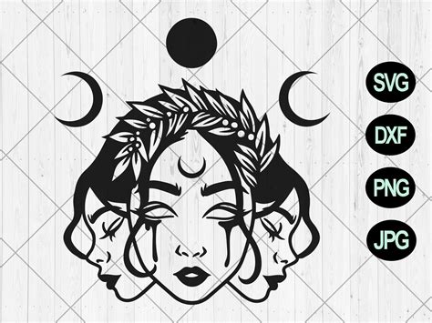 Hecate Goddess Svg Three Heahed Woman Svg Dxf Png  Etsy Drawing