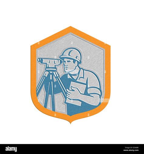 Metallic Styled Illustration Of A Surveyor Geodetic Engineer With