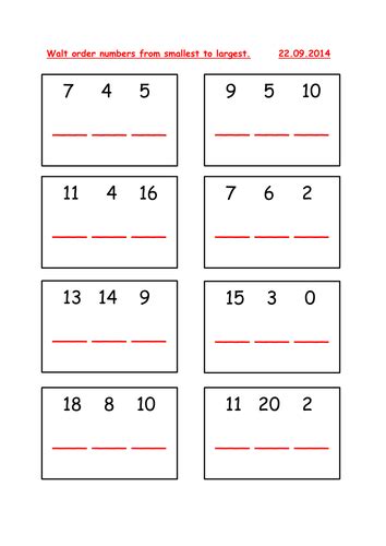 Arrange Numbers From Largest To Smallest Worksheets