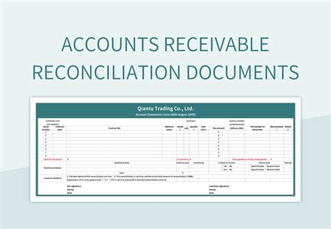 Accounts Receivable Reconciliation Documents Excel Template And Google