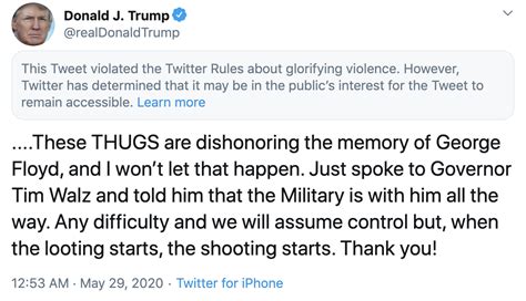 Twitter Labels Trump Tweet For Glorifying Violence