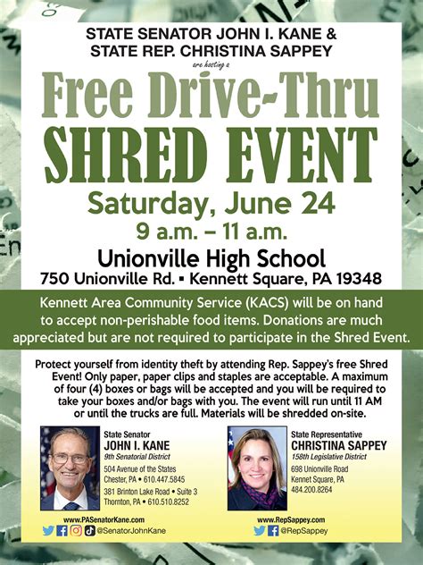Free Drive Thru Shred Event Senator John Kane