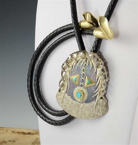 Wes Willie Inlay Bolo Tie Navajo Sedona Native American Jewelry