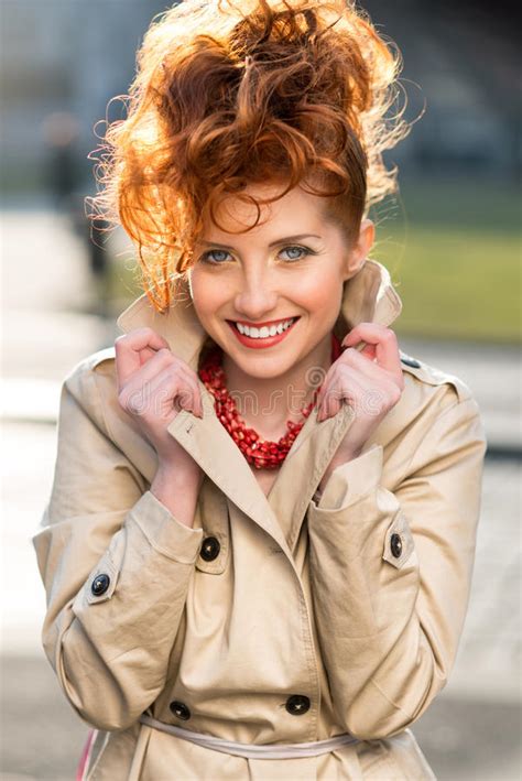 Beautiful Red Haired Girl With Charming Smile Stock Photo Image Of