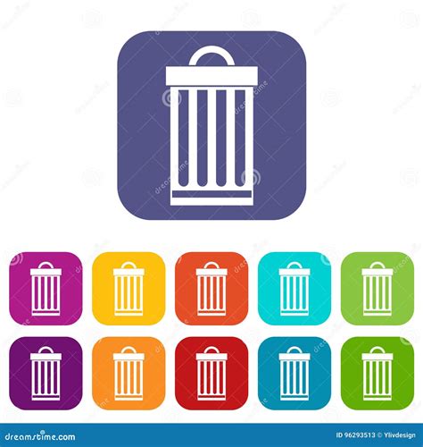 Trash Can Icons Set Stock Vector Illustration Of Equipment 96293513