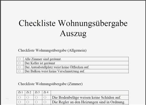 Übergabeprotokoll für haus & wohnung: übergabeprotokoll Wohnung Vorlage Süß Checkliste ...