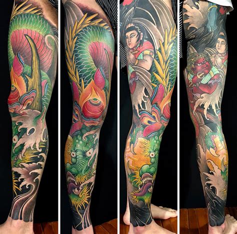 Green leaves tree tattoo idea. 197 Stunning Leg Tattoo Designs | Bored Panda