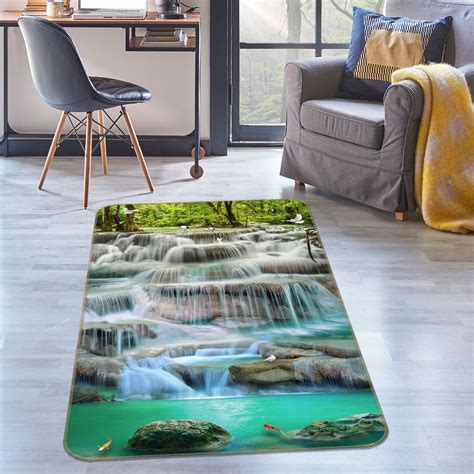 3d Waterfall And Green Lake Fa6127 Floor Non Slip Rug Carpet Etsy