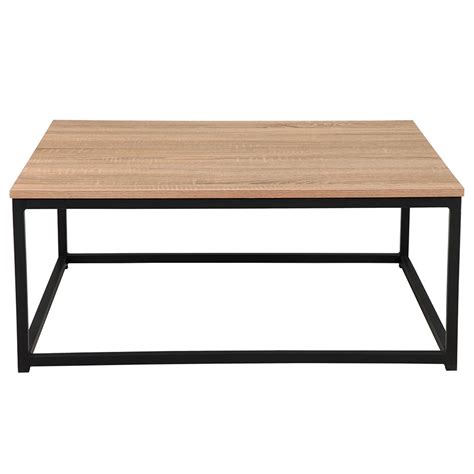 Vintage Coffee Table With Metal Frame Rectangular Cocktail Table For Living Room Oak Walmart