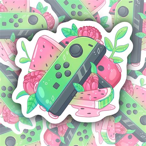 Pink And Green Aesthetic Joy Cons Sticker Watermelon Pastel Etsy España