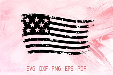 Distressed Us Flag Svg Cricut Files Black And White Textured Etsy