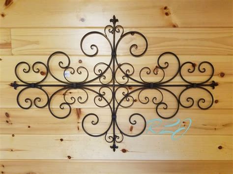 Large Decorative Vintage Tuscan Scrolling Metal Wall Grille Art Plaque