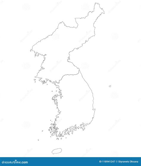 Map Black Outline North And South Korea Cartoon Vector Cartoondealer