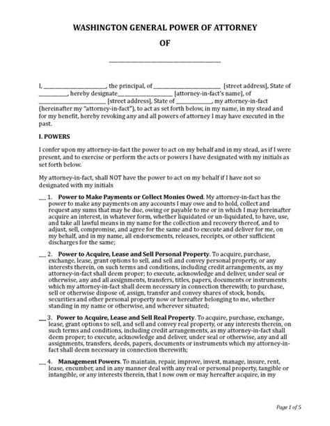 Washington State Power Of Attorney Forms 9 Types Pdf Word