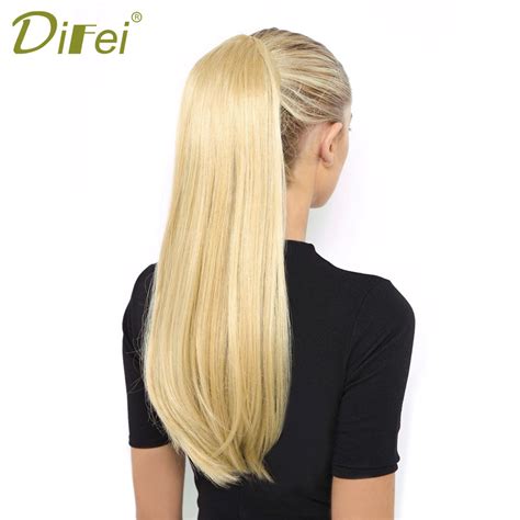 Synthetic Long Straight Ponytail Clip In Drawstring Pony Tail Hair