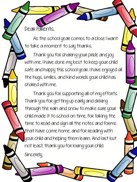 End Of School Letter To Parents More Letter To Students Letter To