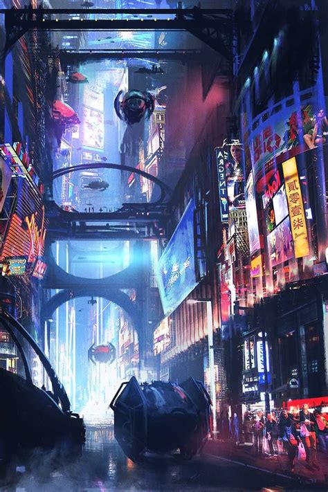 Sci Fi City Street Night By Rich35211 On Deviantart Cyberpunk City