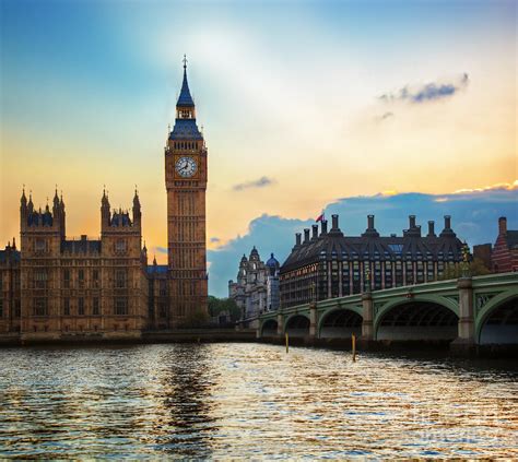 London Uk Big Ben The Palace Of Westminster At Sunset Photograph By