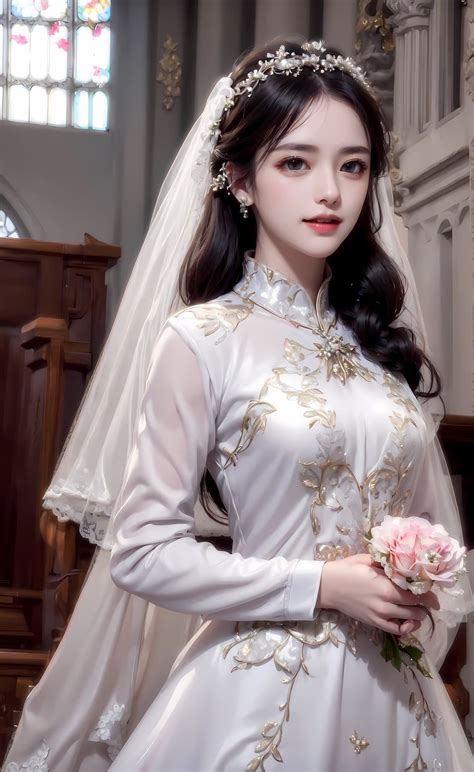 Japanese Bride Beautiful Bride Gorgeous Women Bewitching Digital Artwork Fascinator Asian