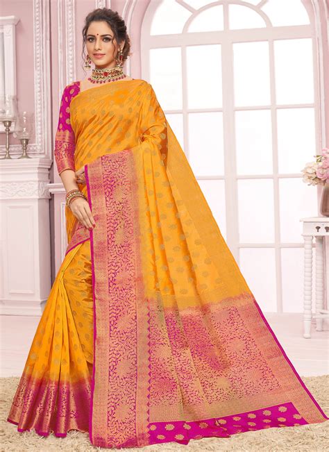 Yellow Weaving Designer Bollywood Saree Buy Online