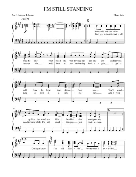 I´m Still Standing Sheet Music For Piano Solo