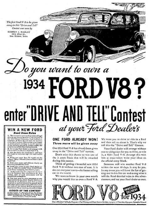 An Advertisement For Ford V 8