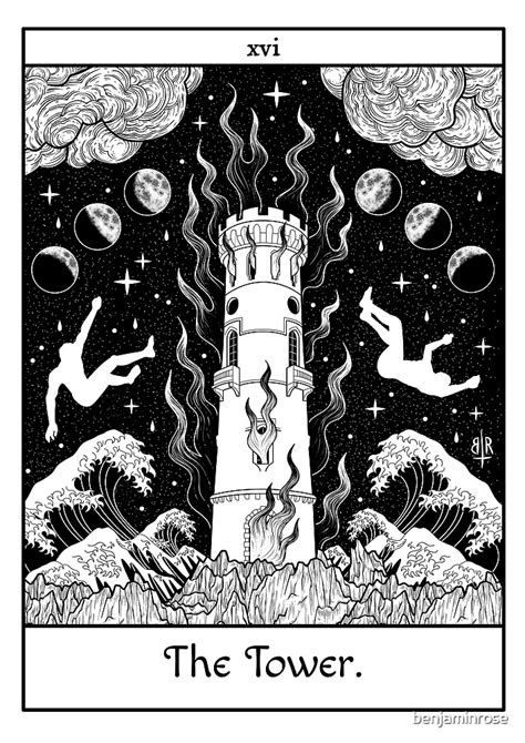 It doesn't always foretell chaos and destruction, though by the look of the card you might think so! "The Tower Tarot Card" by benjaminrose | Redbubble