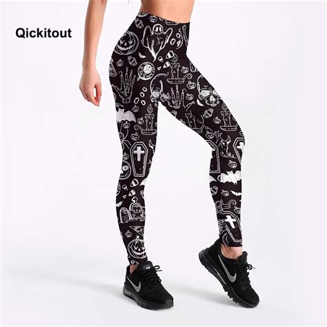 Qickitout Leggings Halloween Day Sexy New Womens Legging Ghost Skull Pumpkin Palm Styles