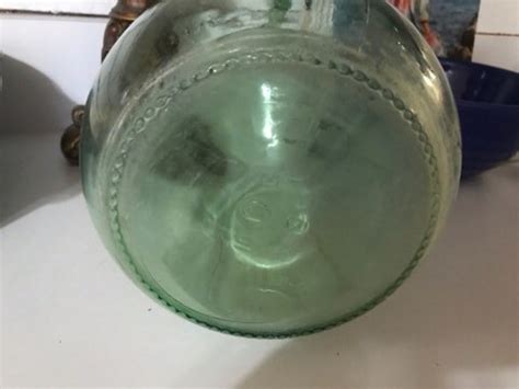Vintage Gallon Glass Jug Aqua Green Unusual With Red Lid Etsy