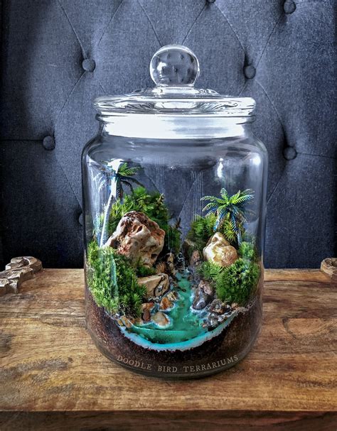 Miniature Tropical Seascape Set In A Glass Apothecary Jar The