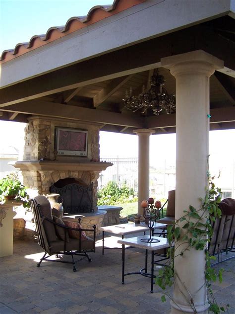 This Mediterranean Style Covered Patio Was Designed For Optimal Outdoor Living It Features A