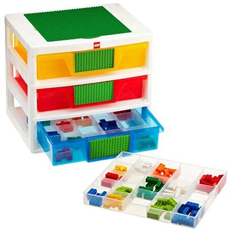 Iris Lego 3 Drawer Sorting System With 1 Large Lego Building Base Plate