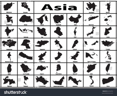 Vector Silhouette Asian Countries 스톡 벡터로열티 프리 6656254 Shutterstock