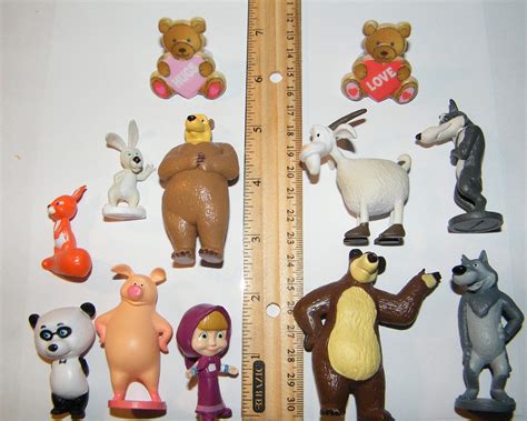 Masha And The Bear Deluxe Cake Toppers Cupcake Decorations 12 Set With 10 Figures And 2 Fun