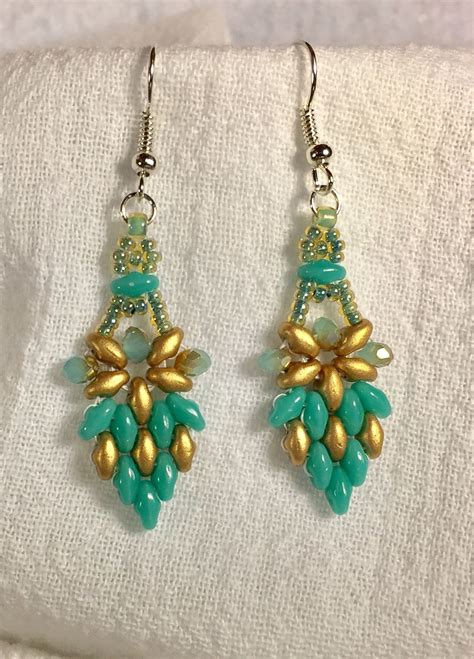 Superduo Earrings Beaded Jewelry Earrings Super Duo Beads Bead
