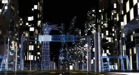 Hd Future City At Night 3d Model