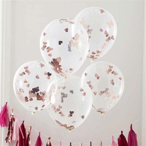 Rose Gold Heart Shaped Confetti Balloons By Ginger Ray